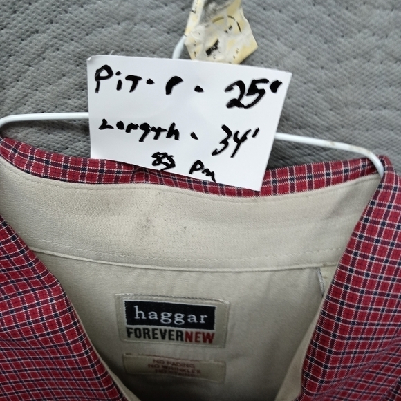 Haggar men's sz XL short sleeve button red plaid c - Picture 9 of 9